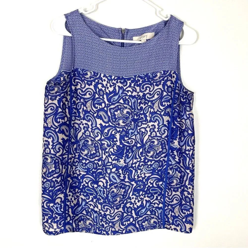 Loft Blue Paisley Print Blouse S